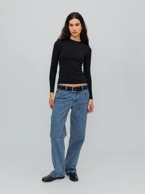 Still Here 29 Subway Jeans in Classic Blue Carpenter Altered